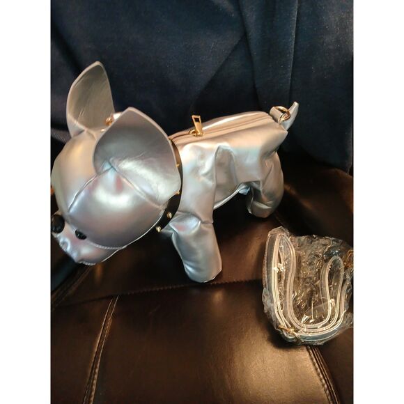 CUTEST Silver Frenchie French Bulldog Dog Bag Shoulder Crossbody Collar - Picture 5 of 10
